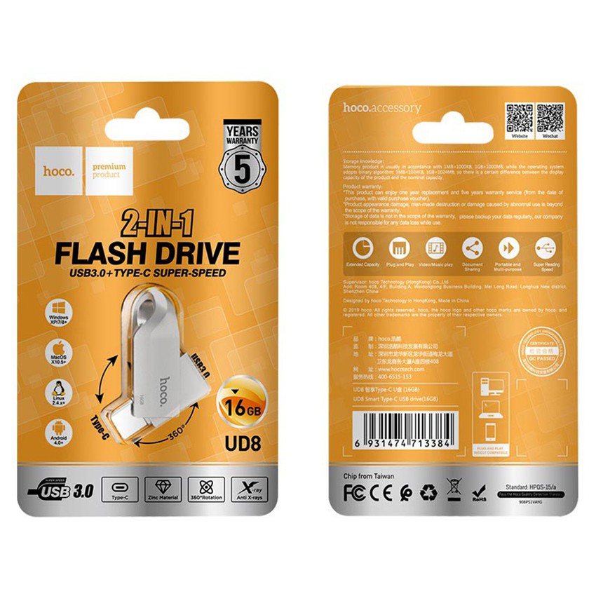 USB Hoco UD8 16/32GB, tốc độ cao, lưu trữ tốt, tương thích nhiều thiết bị | BigBuy360 - bigbuy360.vn
