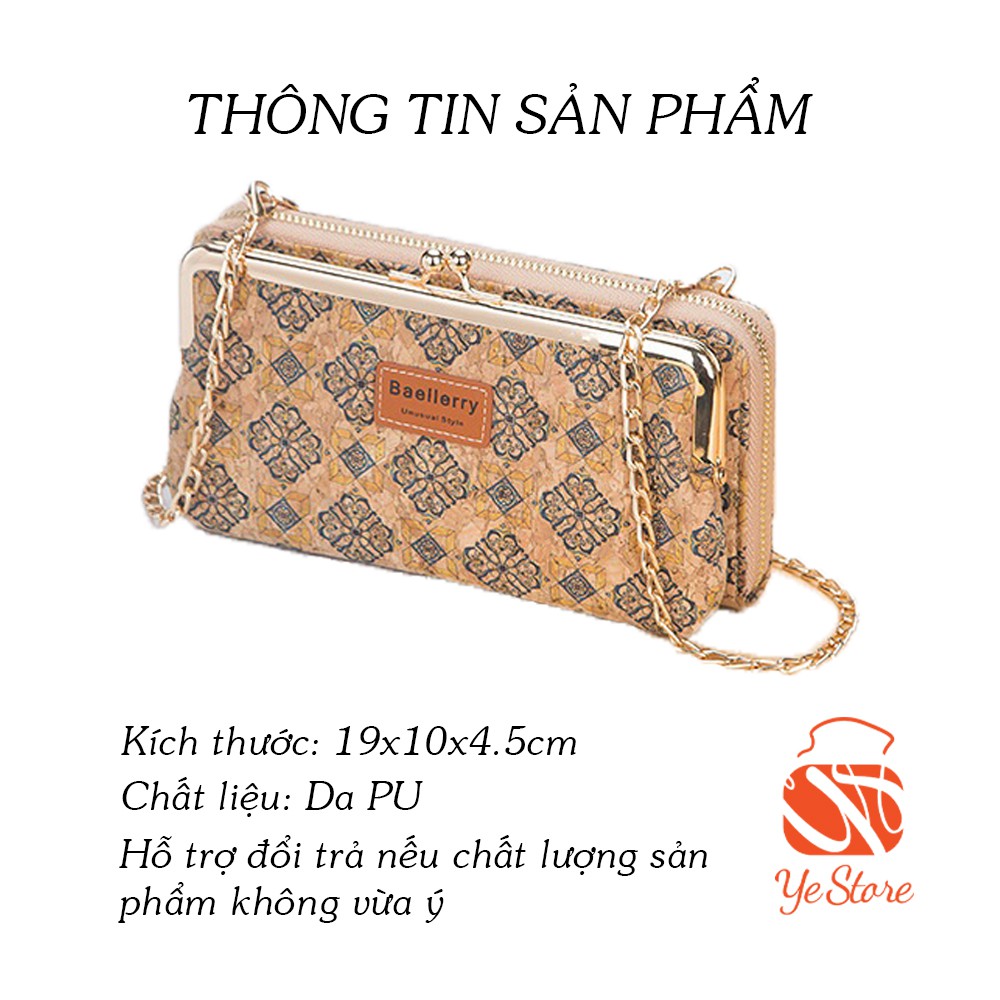 Ví Cầm Tay B Hoa Xanh 301 - Túi Da Nữ Đeo Chéo Cao Cấp - Ye Store