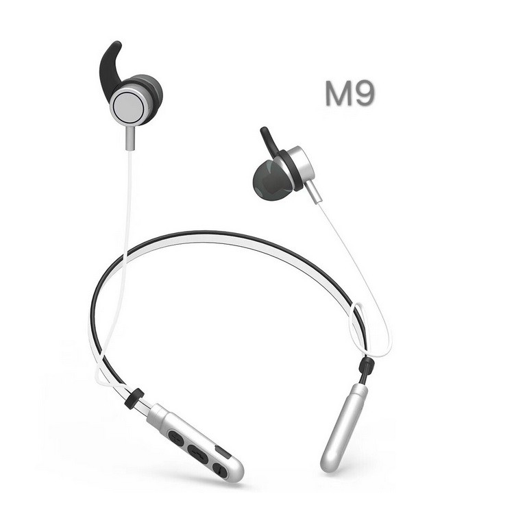 [ [Trợ giá 1 ngày] Tai nghe nhét tai Bluetooth 4.2 thể thao có dây đeo cổ M9 tích hợp Mic đàm thoại cho iPhone,Samsung.