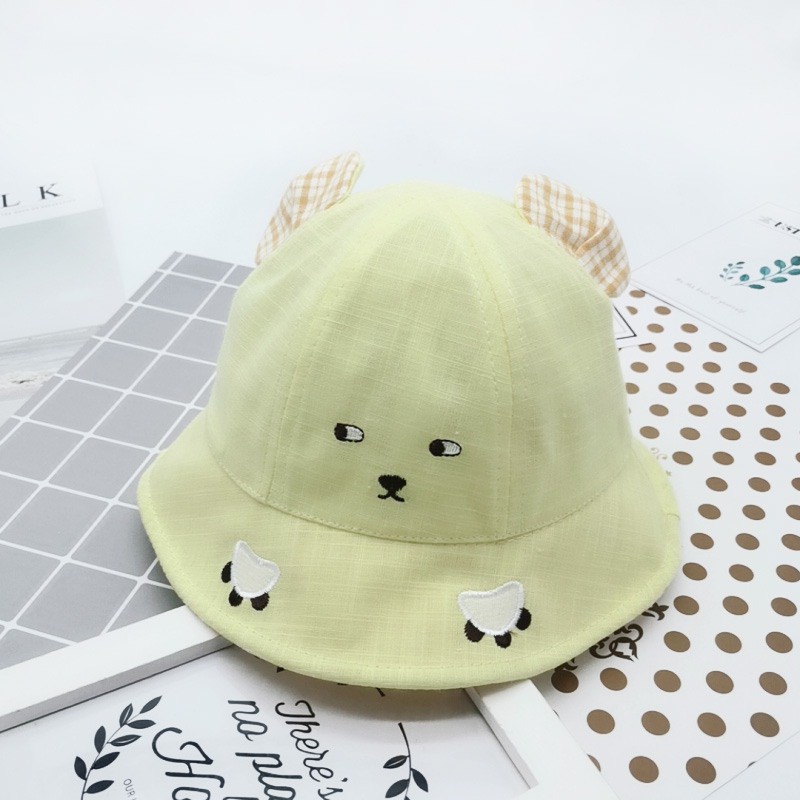 Mũ Tròn Tai Gấu Họa Tiết Hoạt Hình Cho Bé