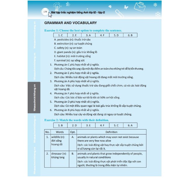 Sách - Bài tập trắc nghiệm tiếng Anh lớp 12 tập 2- Có đáp án