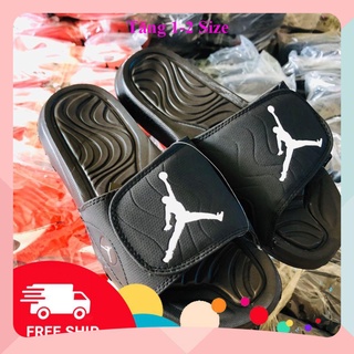 [Freeship + HỘP] Dép quai ngang jordan nhung nữ màu Đen logo trắng4