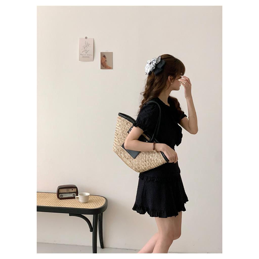 Đầm Đen Cổ Chữ v Phong Cách Pháp Thời Trang Mùa Hè 63468