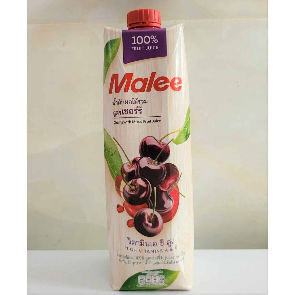 [Hộp 1 Lít] NƯỚC ÉP CHERRY VÀ HỖN HỢP RAU QUẢ [Thailand] MALEE Cherry with Mixed Fruit Juice (halal) (ttdt)