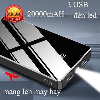 Mua   20000mAh PowerBank    Pin Sạc Dự Phòng Highspeed 2 Output 2 Input Mặt kính bóng Tích hợp Đèn Pin