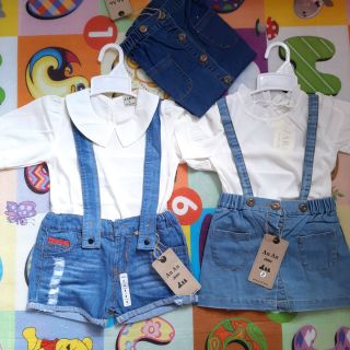 Sét yếm váy, yếm đùi jean bé gái 8_22kg