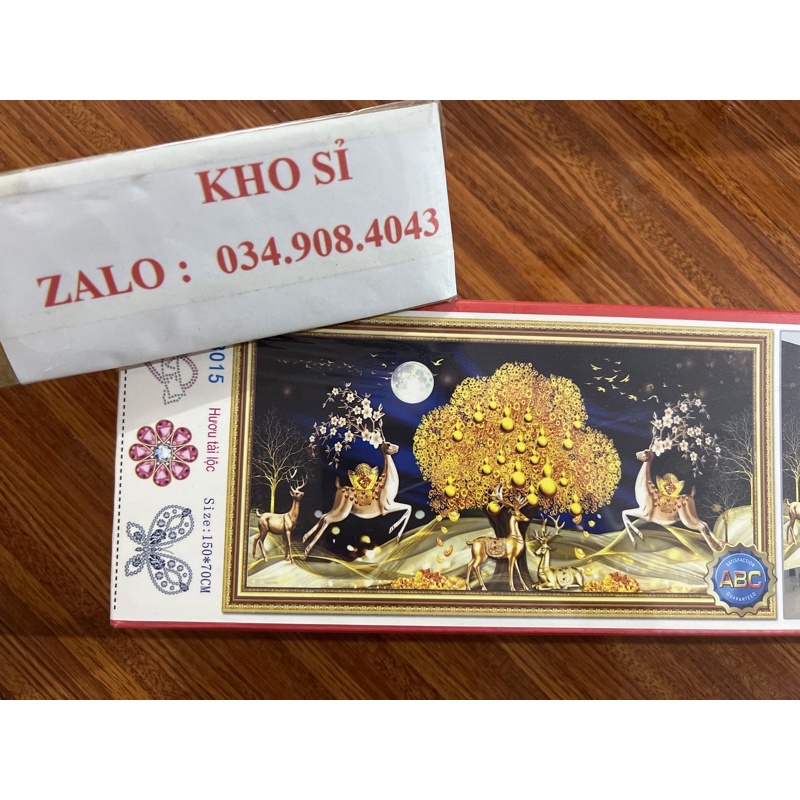 Tranh đính đá hươu Nai tài Lộc yd3015 (150x75)