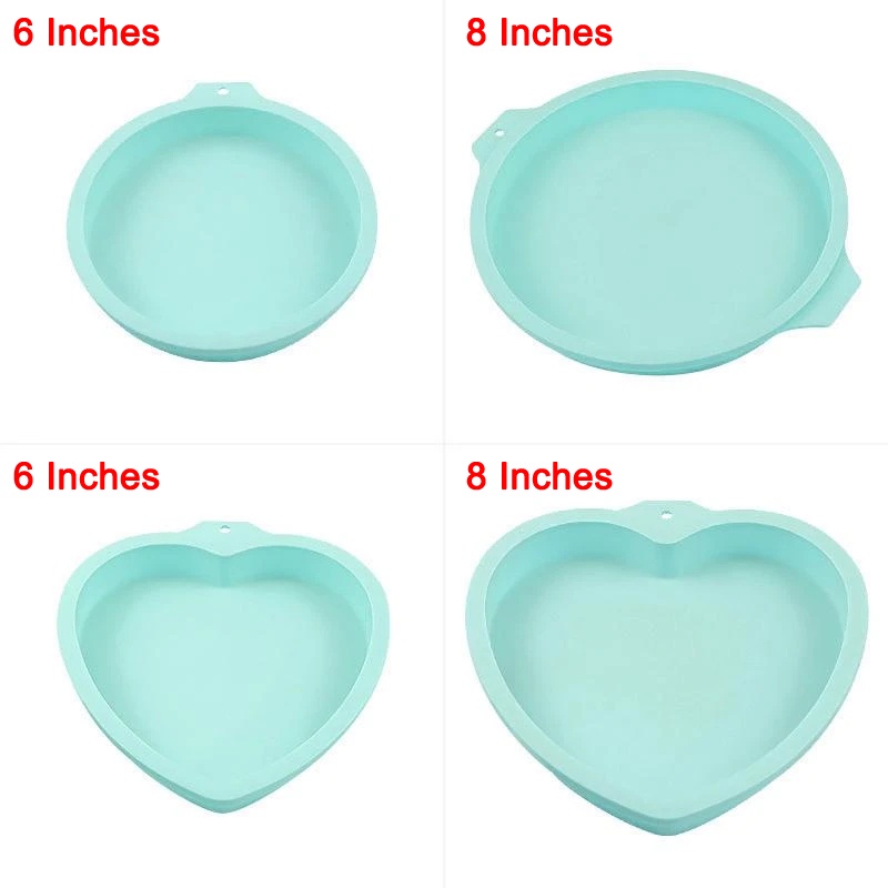 Khuôn Nướng Bánh Hình Tròn / Trái Tim Chất Liệu Silicon Chống Dính Kích Thước 4 / 6 / 8 Inch