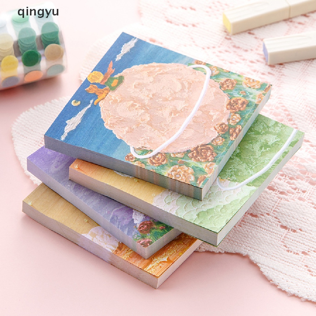 Qingyu Giấy Ghi Chú Họa Tiết Tranh Sơn Dầu Hoàng Tử Bé Nhỏ Trang Trí Sổ Tay