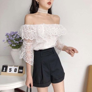[ORDER] Áo trễ vai ren hoa (ảnh thật)