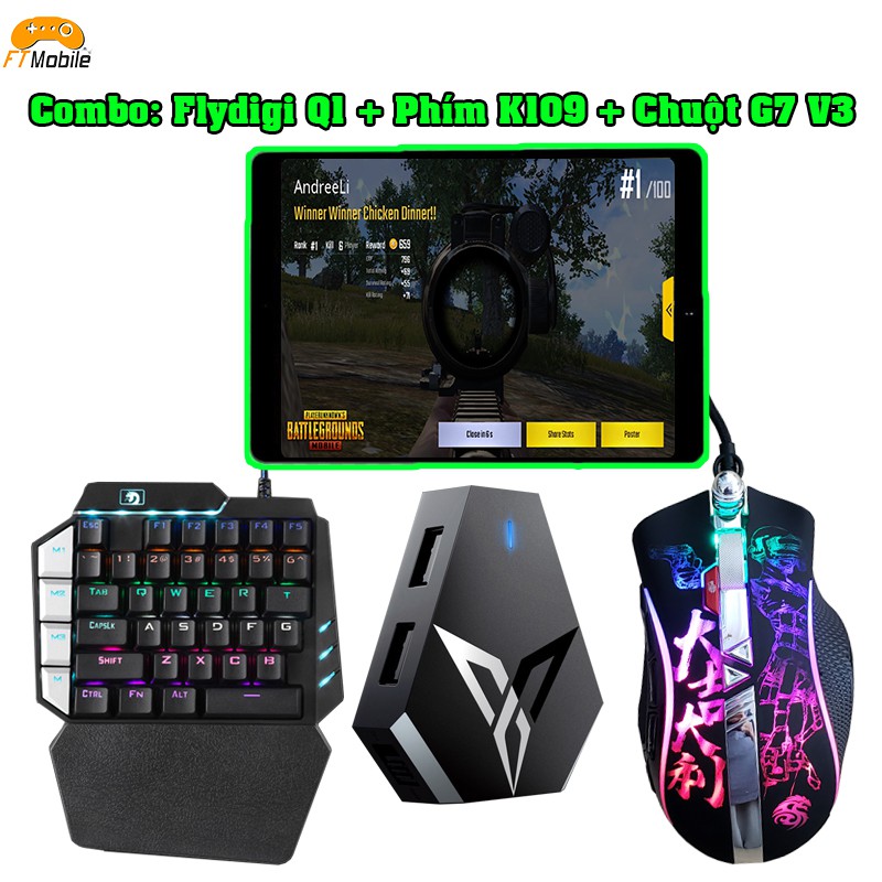 Flydigi Q1 Bộ chuyển đổi chơi game PUBG, ROS, Free Fire và các game FPS khác, không sợ band acc - FTMOBILE