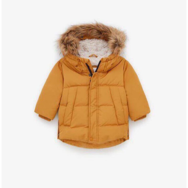 Áo phao Parka Zara lót lông cừu cho bé