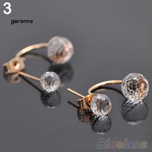 Đôi khuyên tai kim loại đính đá và ngọc trai thời trang cho nữ