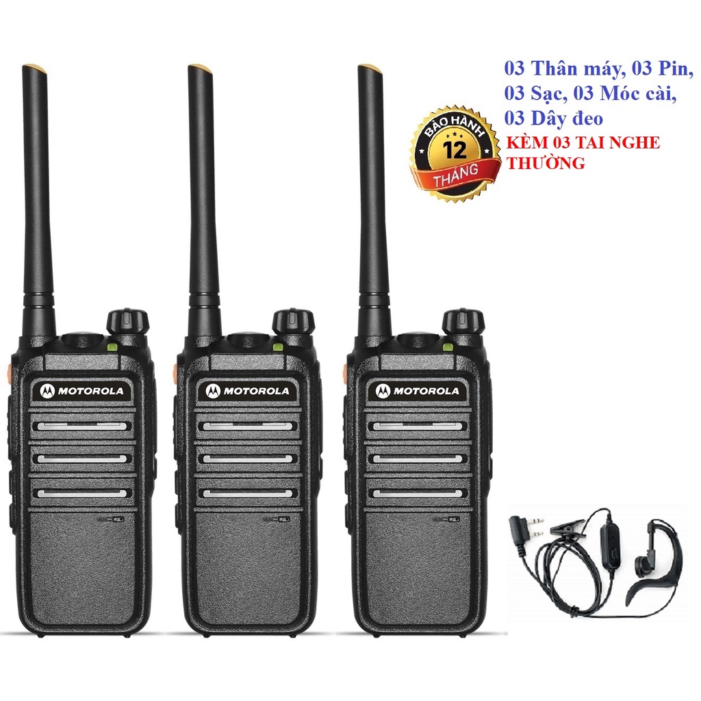 Bộ 3 Bộ đàm Motorola CP318 (Cự ly liên lạc tối thiểu 1km trong nội thành-Siêu bền có đèn pin)