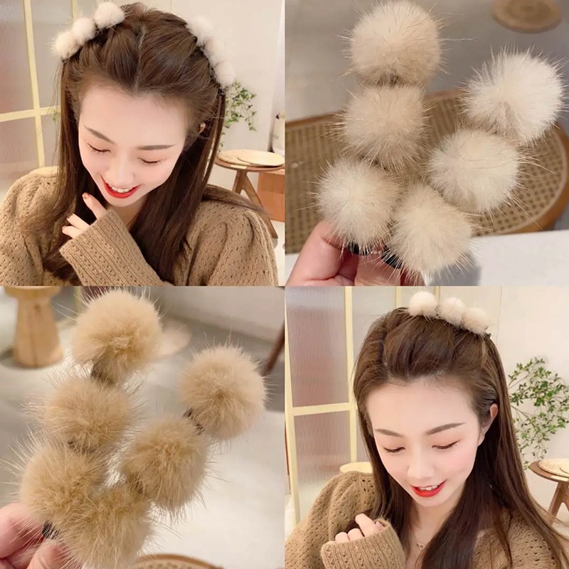 Kẹp Tóc Đính Bóng Lông Thời Trang Nữ Tính