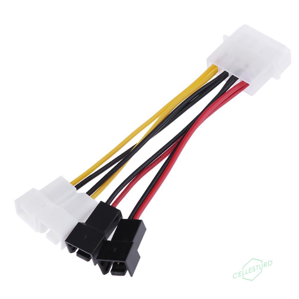 CS 2pcs 4-Pin Molex to 3-Pin fan Power Cable Adapter Connector 12v*2 / 5v*2