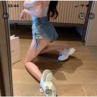 Quần short jean lưng cao đan dây 2 bên siêu hot