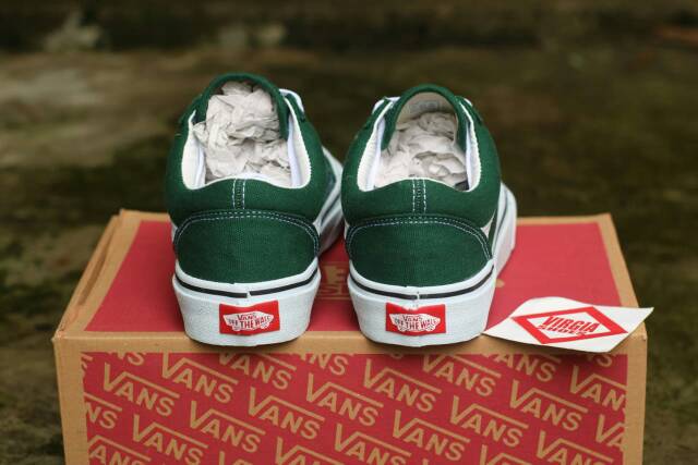 Giày Vans Old Skool 100% Màu Trắng / Xanh Lá Năng Động Thời Trang