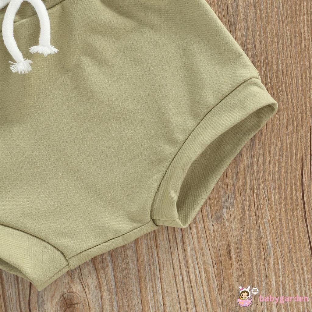 Bộ Áo Thun Tay Ngắn In Chữ + Quần Short Lưng Thun Thời Trang Mùa Hè Cho Bé Gái 0-24 Tháng Tuổi