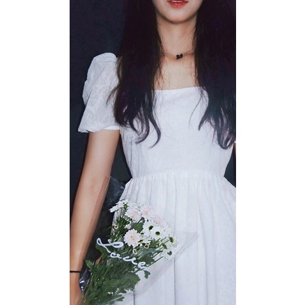 Váy đầm maxi hở lưng thắt nơ dáng dài xoè cổ vuông tiểu thư vintage đi chơi đi biển du lịch