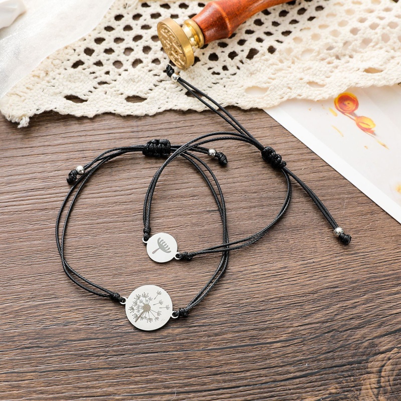 Bộ 2 Vòng Tay Hoa Bồ Công Anh Bằng Thép Không Gỉ Có Thể Điều Chỉnh Cho Mẹ Và Bé