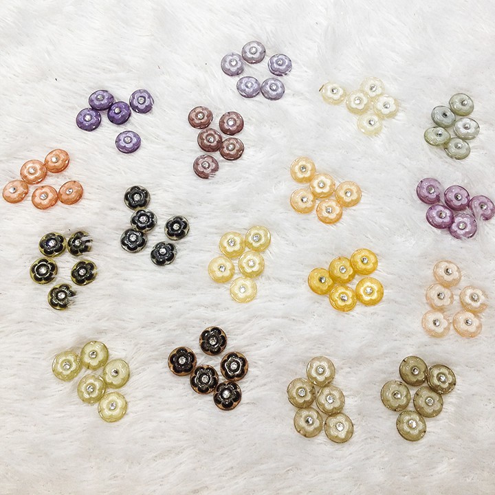 Nút áo bông mai 3d cúc khuy hoa đính đá xoàn nhiều màu dễ thương