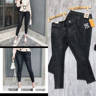 Quần Jeans Nữ Baggy Khói Thêu Cạp Cao [ Ảnh Thật ]