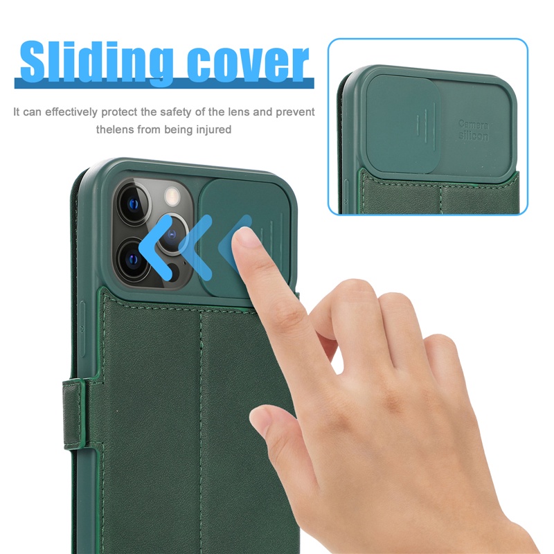 Ốp Điện Thoại Da Kèm Ngăn Đựng Thẻ Khóa Nam Châm Cho IPhone 14 13 12 Pro xs Max Plus