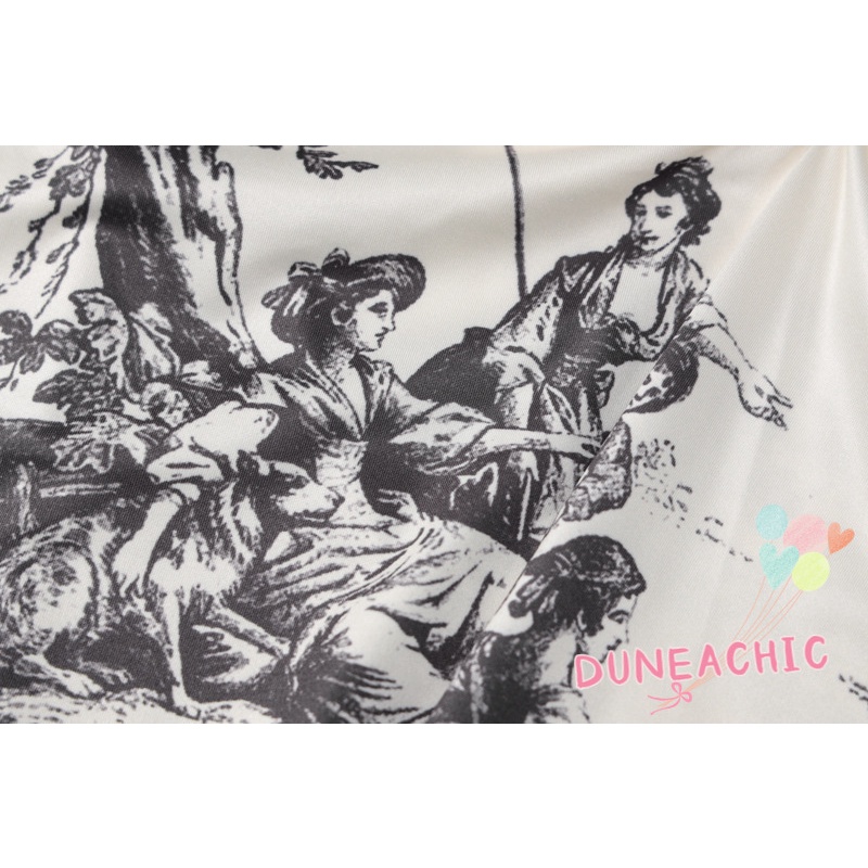 DUNEA Set Áo Tank Top Hở Lưng + Chân Váy Ôm In Họa Tiết Thời Trang Cho Nữ