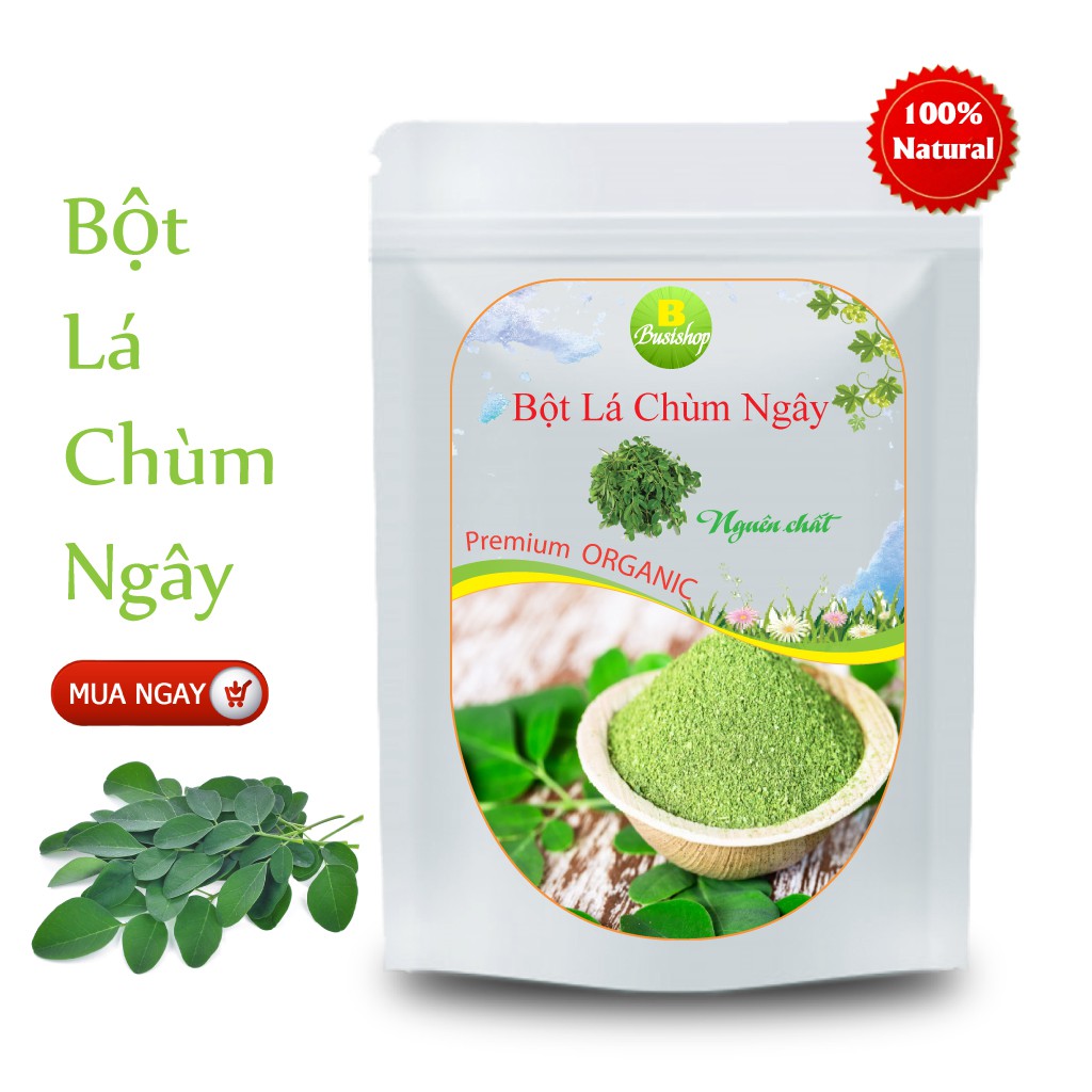 Bột lá chùm ngây nguyên chất 100g - Cho bé ăn dặm, bổ sung dinh dưỡng, chống lão hóa da