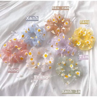(Xả kho- 1 ngày) Scrunchies hoa cúc chi hàng đẹp như hình