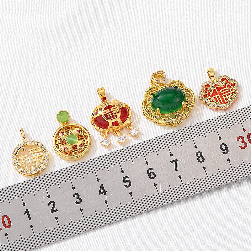 Mặt Dây Chuyền Hình Túi Xách Bằng Đồng 14K Kiểu Khảm