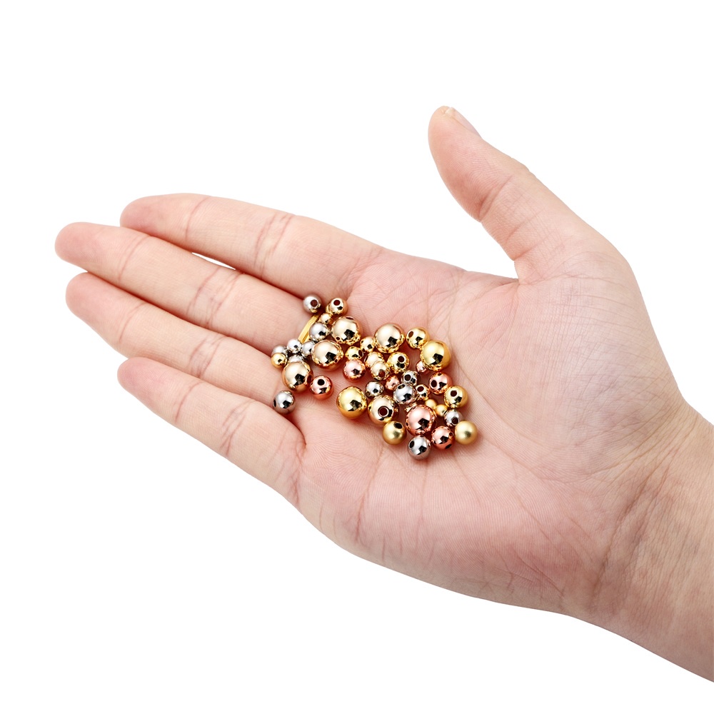 Túi 100 hạt xỏ ST.KUNKKA bằng kim loại mạ vàng 14k lỗ 2-8mm làm đồ trang sức