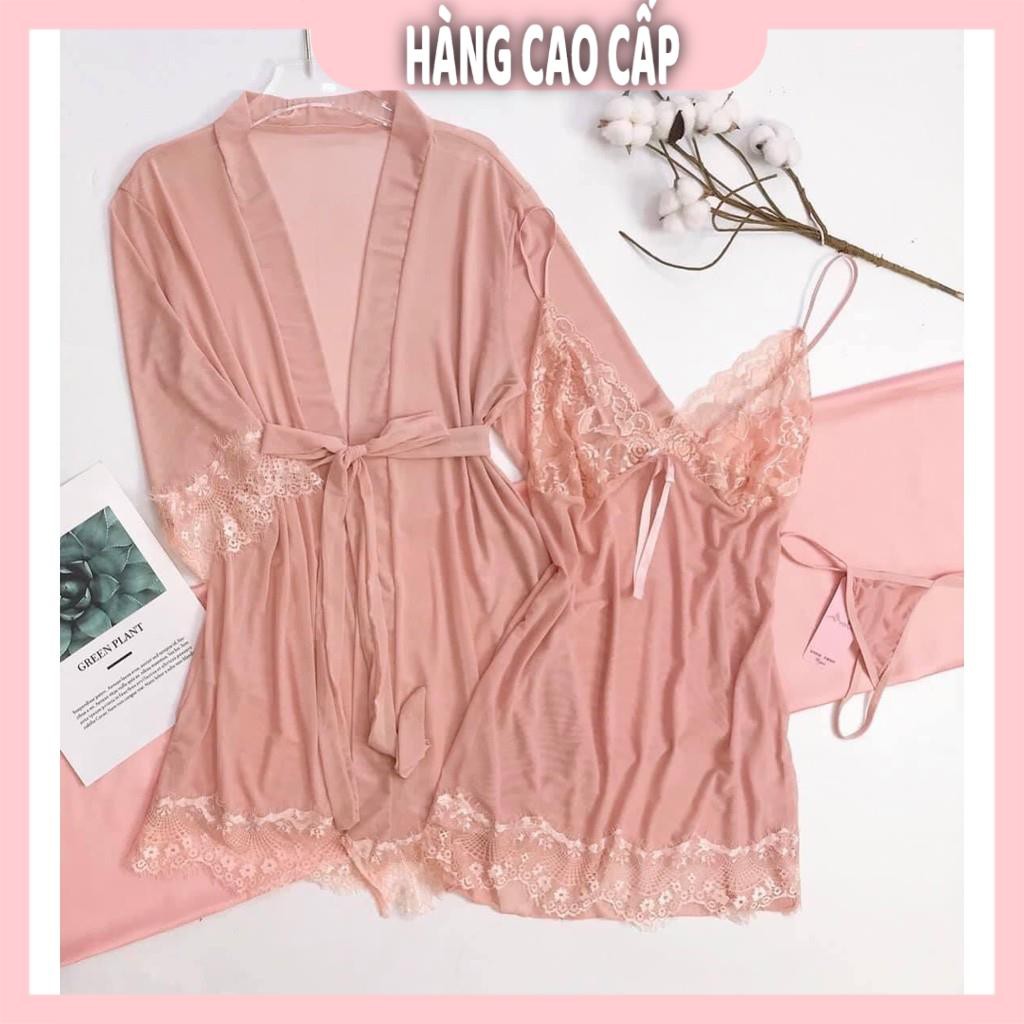 Váy ngủ sexy ren hoa ngực kèm áo choàng ngủ và chip lọt khe quyến rũ với 4 màu siêu hot | BigBuy360 - bigbuy360.vn