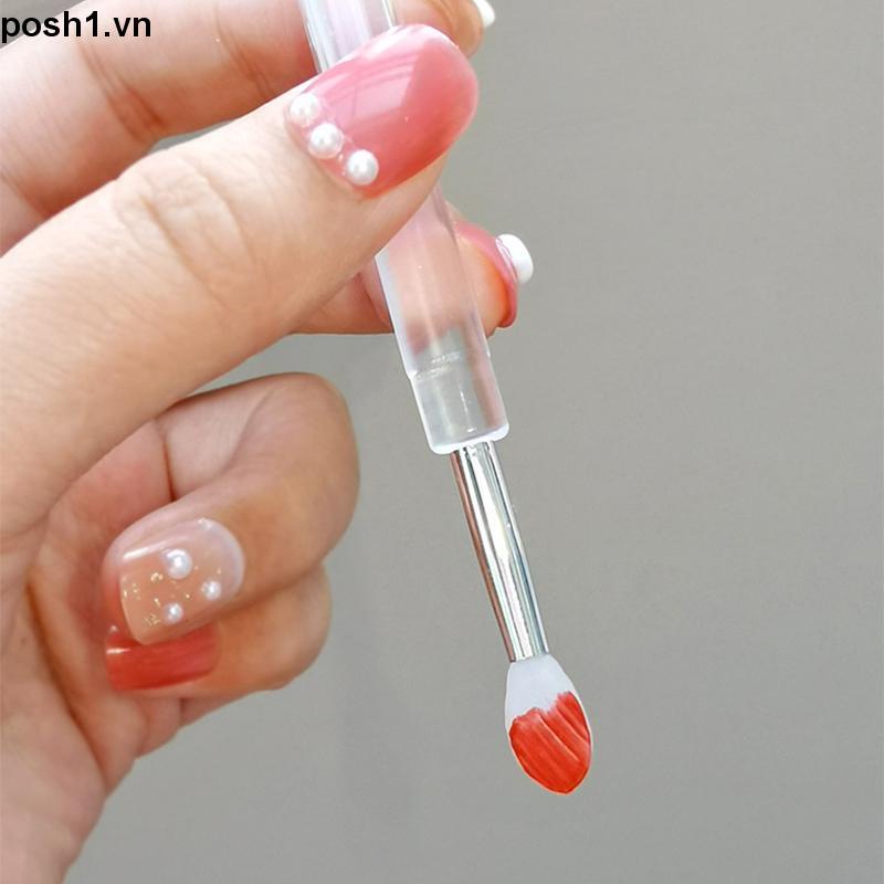 💌Cọ Tô Son Môi Bằng Silicon Trong Suốt Di Động Đính Kim Sa Có Nắp Đậy Tiện Dụng