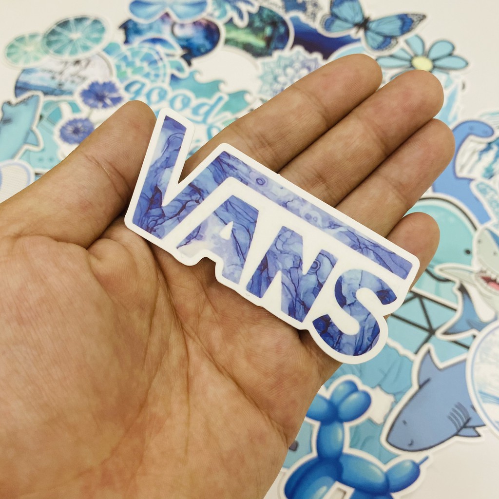 [Set 50 cái] Sticker deco xanh biển VSCO BLUE OCEAN chất liệu pvc nhám chống thấm dán xe, vali, laptop, mũ BH...