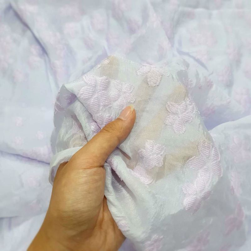 Vải tơ sống hoa tím