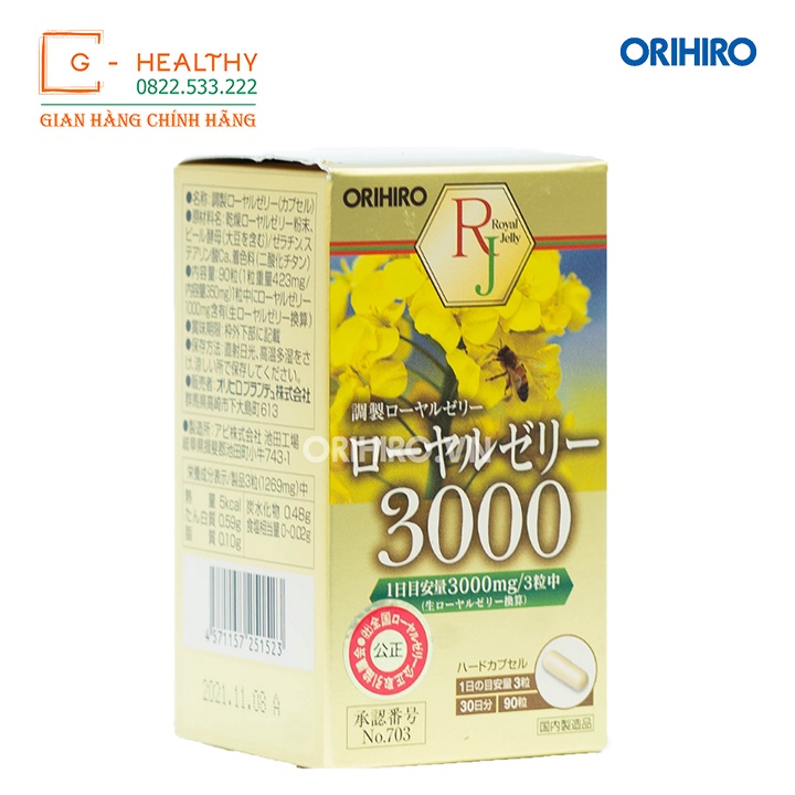 Viên Uống Sữa Ong Chúa ROYAL JELLY ORIHIRO 3000 MG 90 Viên [CHÍNH HÃNG] - G HEALTHY