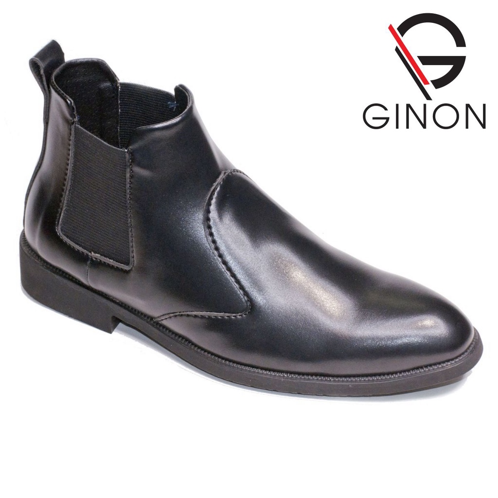 Giày Boot Nam GINON Cao Cổ Chất Đẹp Cao Cấp,Đế Khâu Siêu Bền, Tăng Chiều Cao 3cm Form Hàn Màu Đen - CB520-N VN