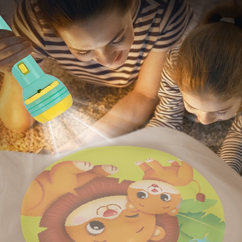 Đèn pin chiếu hình cho bé 10 đĩa 80 hình chiếu ngộ nghĩnh