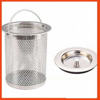 Giỏ Lọc Rác Inox Kèm Nắp Đậy Bồn Rửa Chén Bát Inox