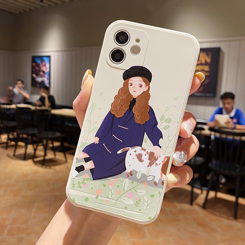 Ốp lưng iphone Cô gái cạnh vuông dẻo ốp đt 6 7 8 plus x xsm 11 12 13 pro max e220