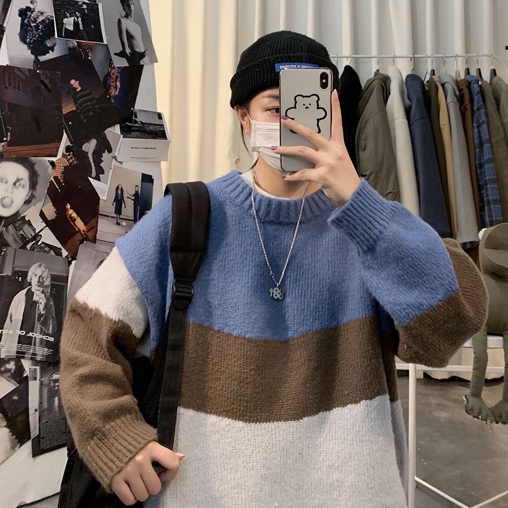 Áo Sweater Dệt Kim Dày Dặn Dáng Rộng Phong Cách Hàn Quốc Thời Trang Mùa Đông 2022 Cho Nam Giới