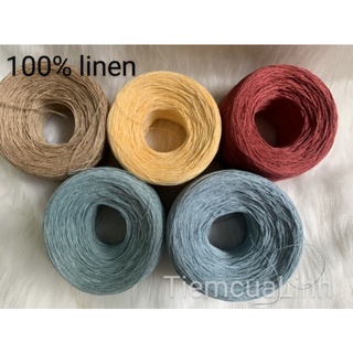 Len sợi Linen 100% siêu mát đan móc áo váy mùa hè