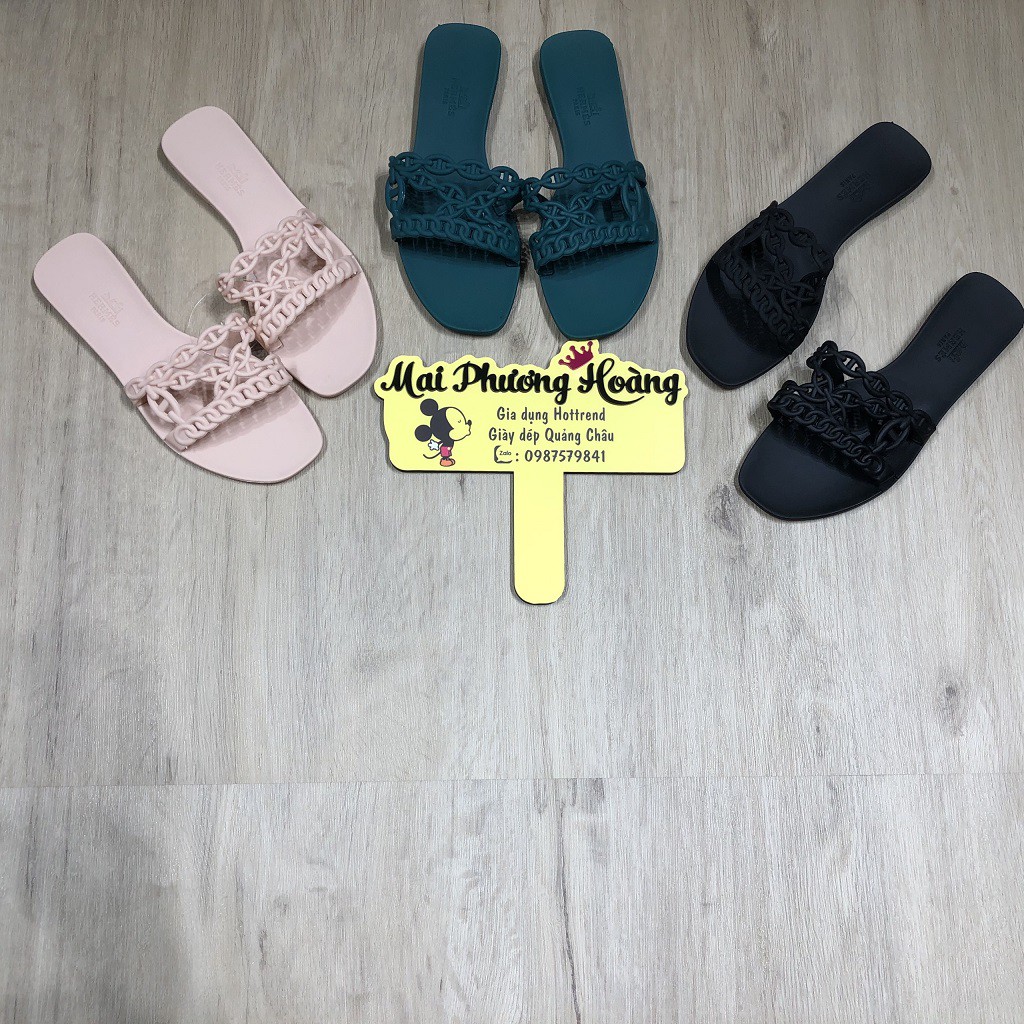 Dép lê nữ hai quai xích đế bệt hot trend