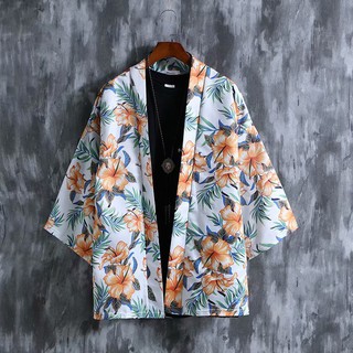 Áo Khoác Cardigan Tay Lửng Dáng Rộng In Họa Tiết Hoa Thời Trang Đi Biển Cho Nam Và Nữ