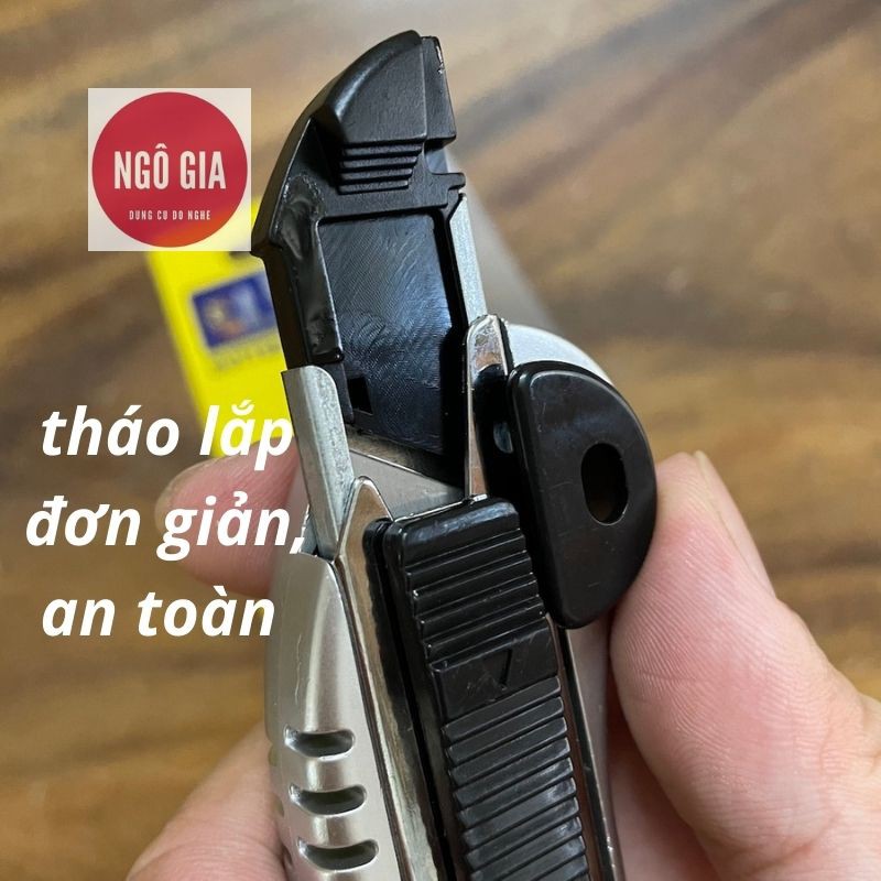 Dao rọc giấy lớn loại tốt 18mm LS+ khóa lưỡi kim loại rời, an toàn, chắc chắn, hàng loại tốt