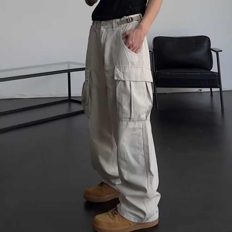 Quần Dài Ống Đứng Dáng Rộng Màu Sắc Đơn Giản Phong Cách Hồng Kông Thời Trang Mùa Hè Cho Nam Và Nữ