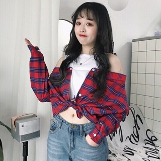 Áo sơ mi rớt vai cực phong cách
