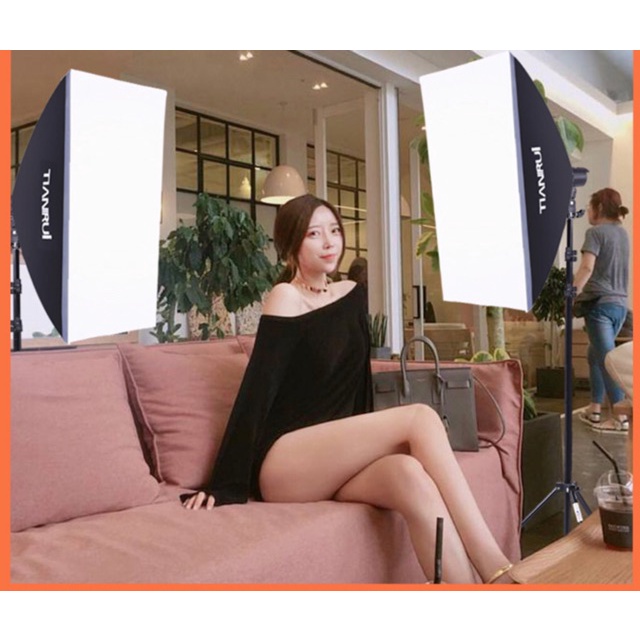 Bộ đèn studio TIANRUI chụp ảnh, quay phim,Livestream chuyên nghiệp, chân đèn cao 2m softbox 50x70cm